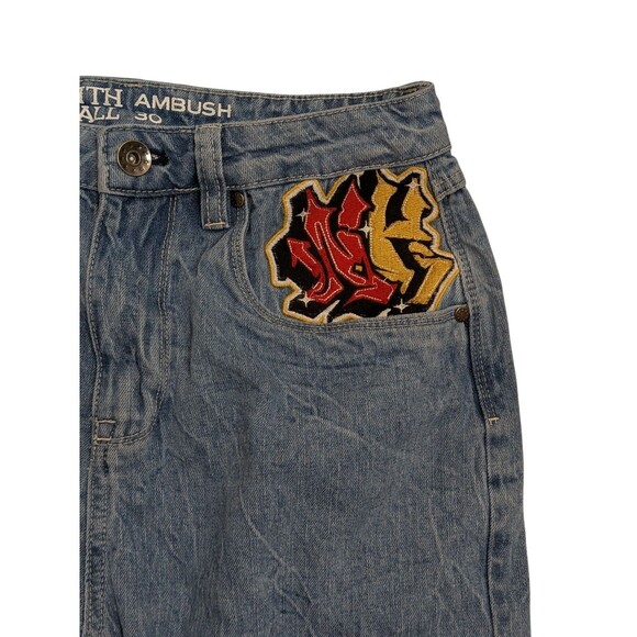 Ninth Hall Ambush Jeans Mens 30 Embroidered Dragon Denim Y2K Relaxed Streetwear - Picture 8 of 10